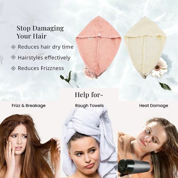 2 Pack Pink & Beige Head Wrap Set - Picture 3 of 7